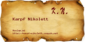 Karpf Nikolett névjegykártya